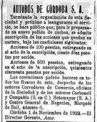 Autobuses de Córdoba S.A. - Anuncio creación empresa (1922).jpg