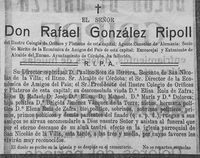 Esquela de Rafael González Ripoll