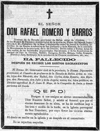 Esquela de Rafael Romero y Barros en Diario de Córdoba