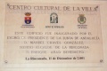 Placa inaugural CC de la Villa (S José).jpg